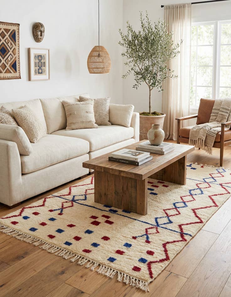 Detail image of 5' 1 x 8' 5  Hand Knotted Moroccan Wool Rug