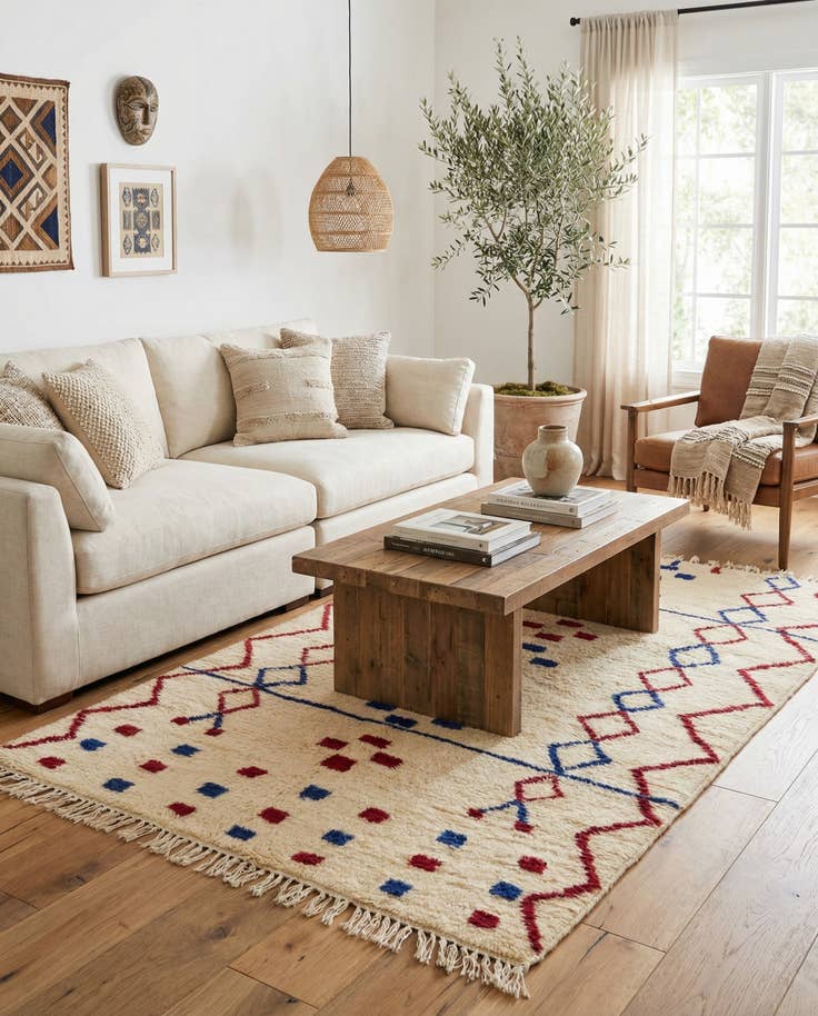 Detail image of 5' 1 x 8' 5 Hand Knotted Moroccan Wool Rug