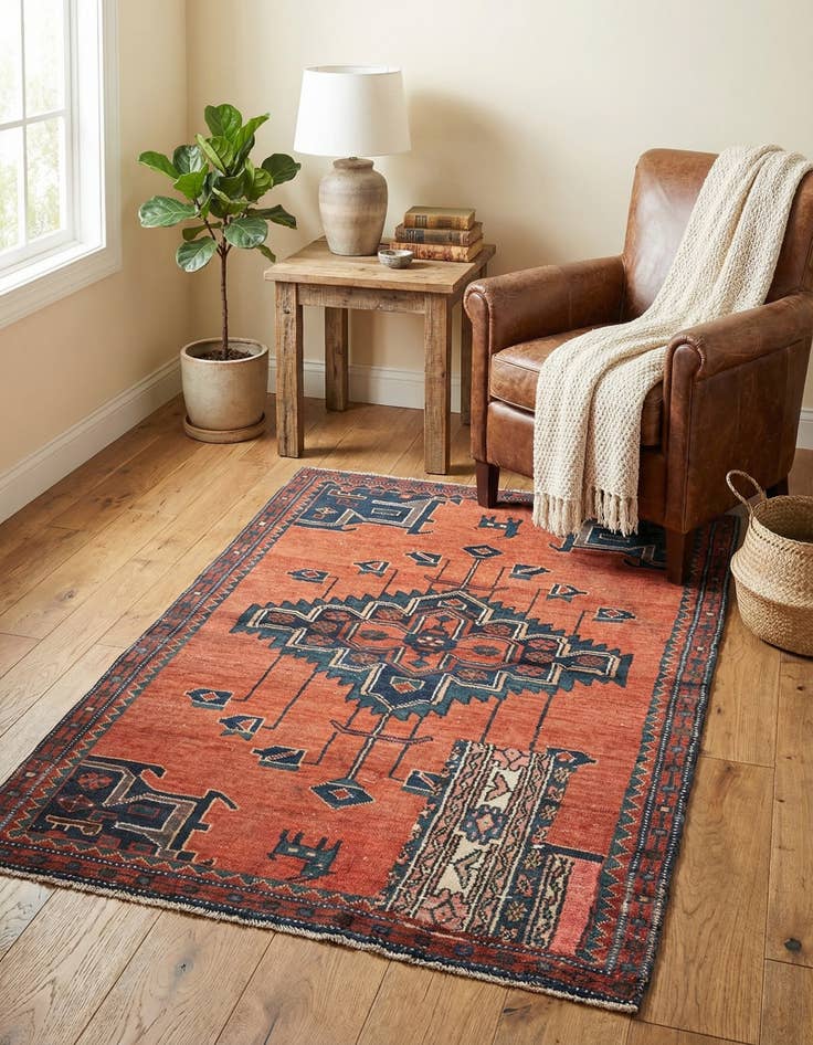 Detail image of 3' 8 x 5' 10  Hand Knotted Ultra Vintage Persian Wool Rug