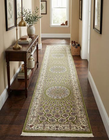Green Nain Design Runner Rug