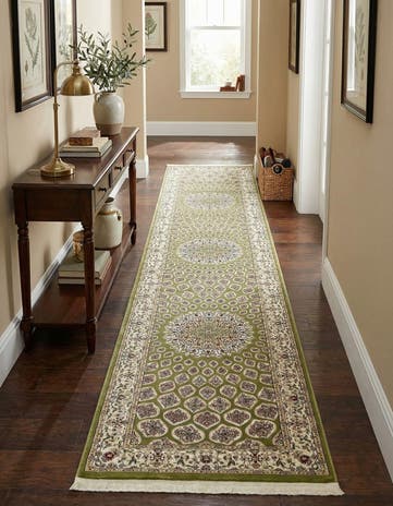 Green Nain Design Runner Rug