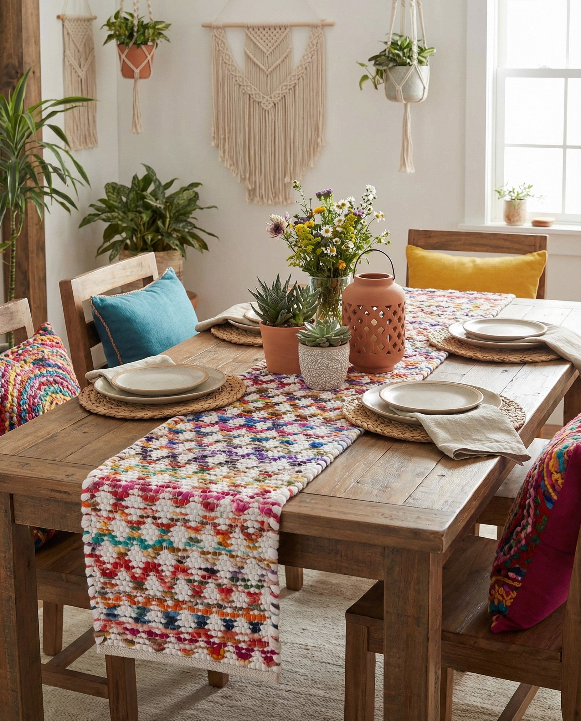  1' 2 x 8'  Hand Woven Braided Chindi Table Runner Rug