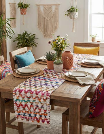 1' 2 x 8' Hand Woven Braided Chindi Table Runner Rug
