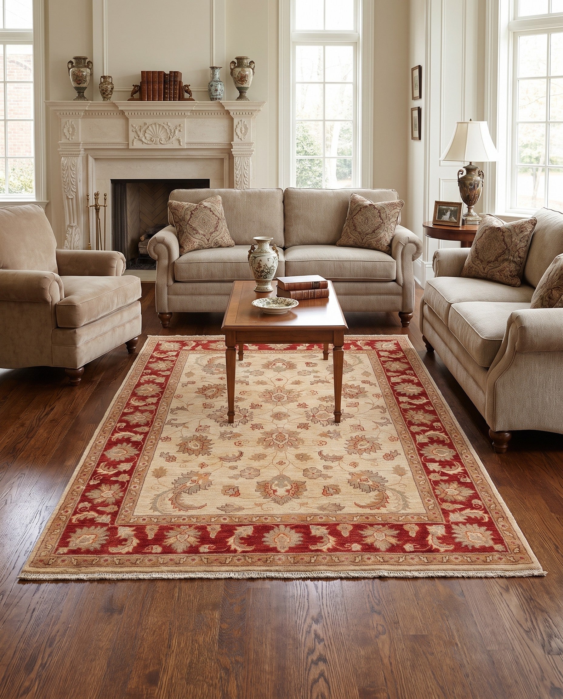 5' 1 x 6' 9 Hand Knotted Ziegler Rug