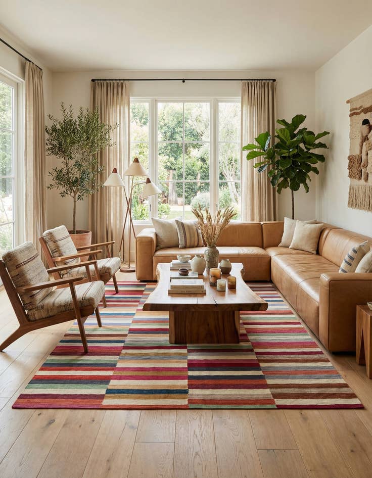 Detail image of 6' 7 x 9' 7 Hand Woven Kilim Modern Wool Rug