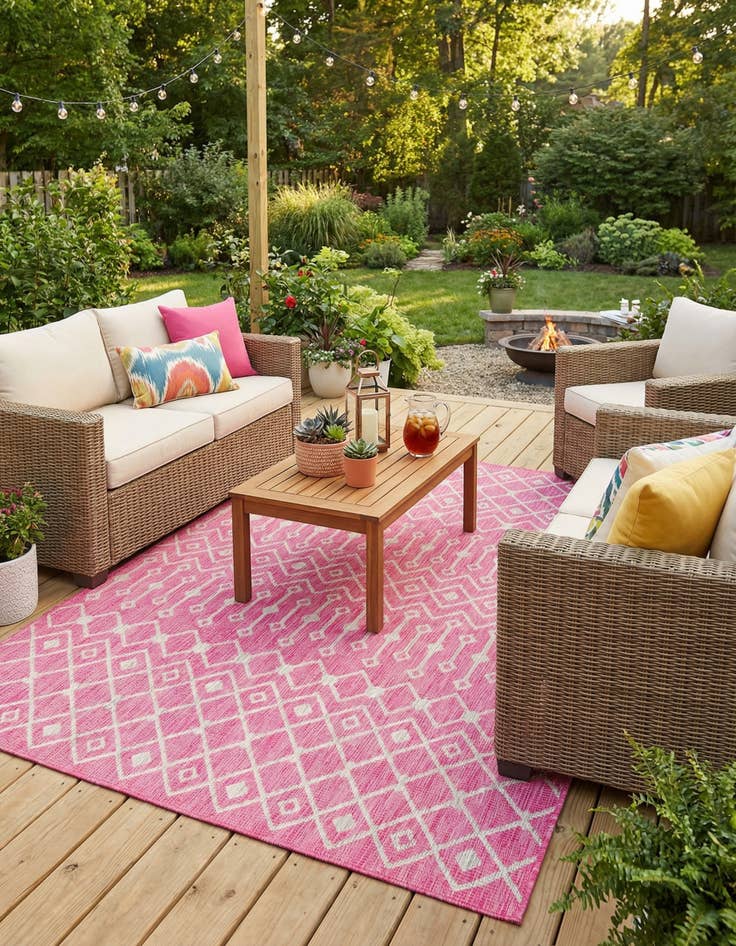 Detail image of  7' x 10'  Washable Lattice Indoor / Outdoor Rug