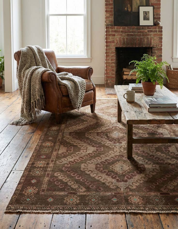 Detail image of  3' 9 x 6' 2  Hand Knotted Ultra Vintage Persian Wool Rug