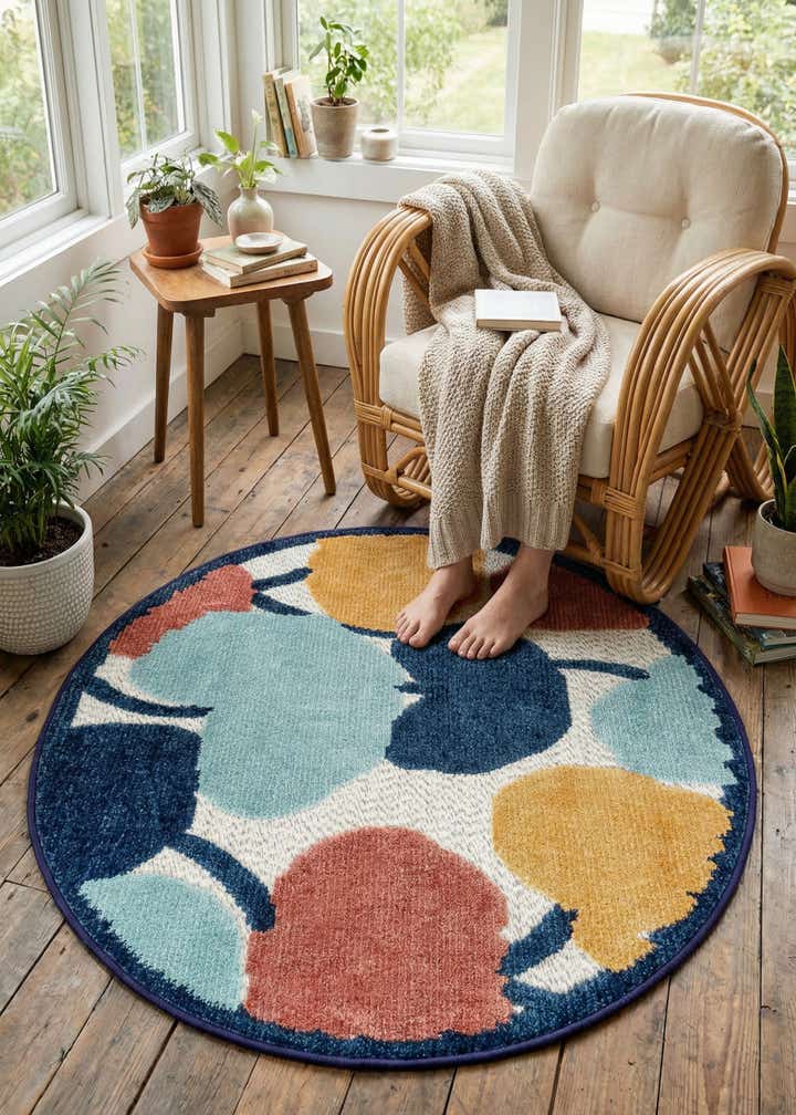 3' 3 x 3' 3 Easy-Clean Belize Indoor / Outdoor Round Rug