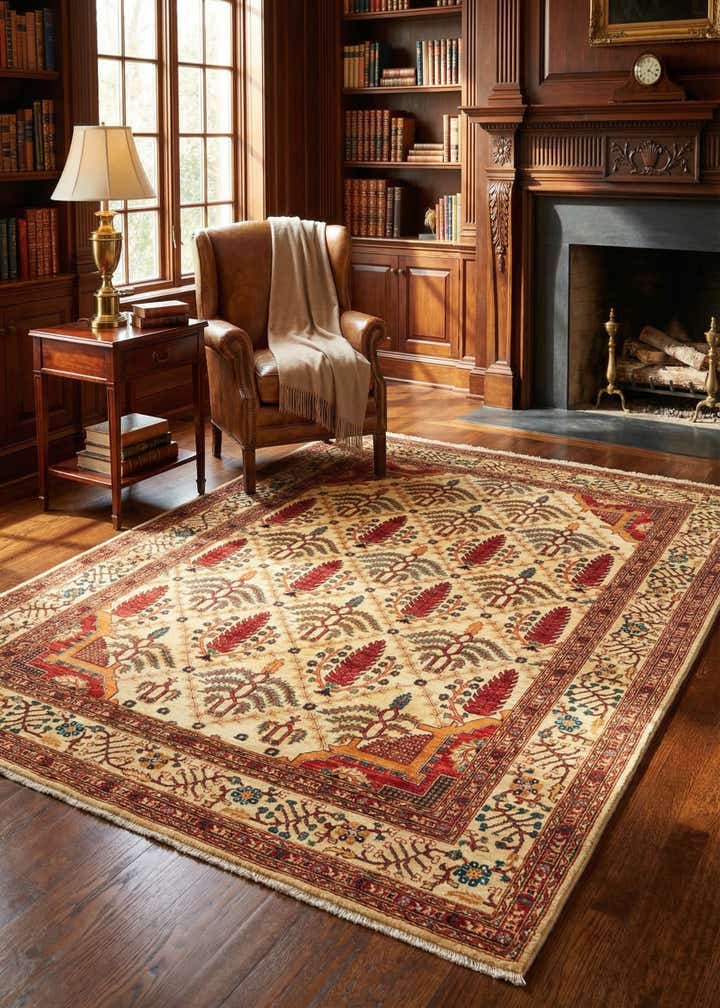 5' 2 x 6' 6 Hand Knotted Peshawar Ziegler Oriental Rug