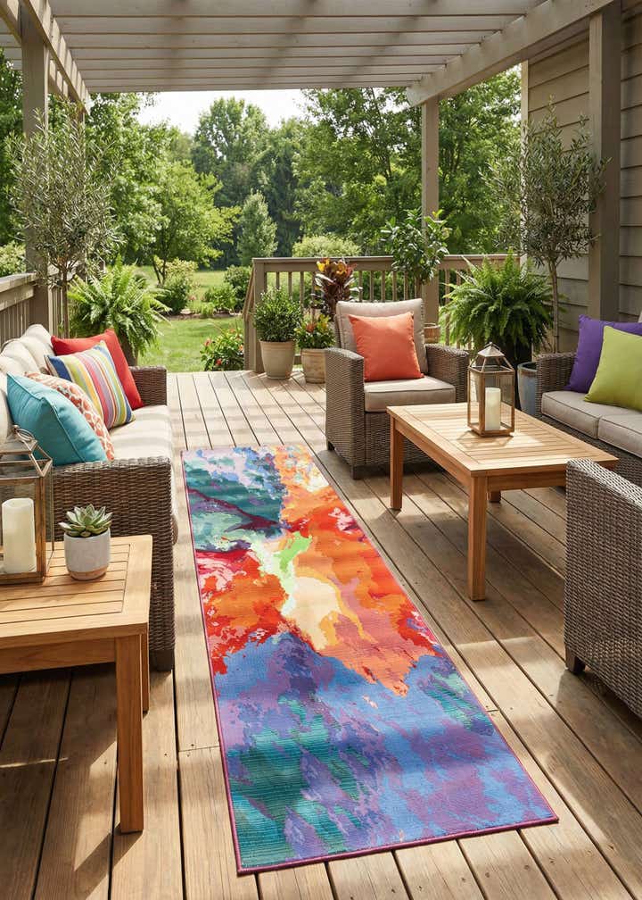2' 7 x 11' Easy-Clean Modern Indoor / Outdoor Runner Rug