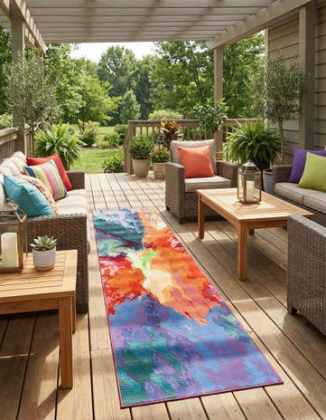 2' 7 x 11' Easy-Clean Modern Indoor / Outdoor Runner Rug