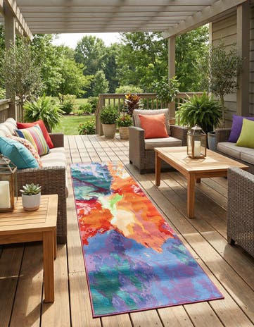 2' 7 x 11' Easy-Clean Modern Indoor / Outdoor Runner Rug