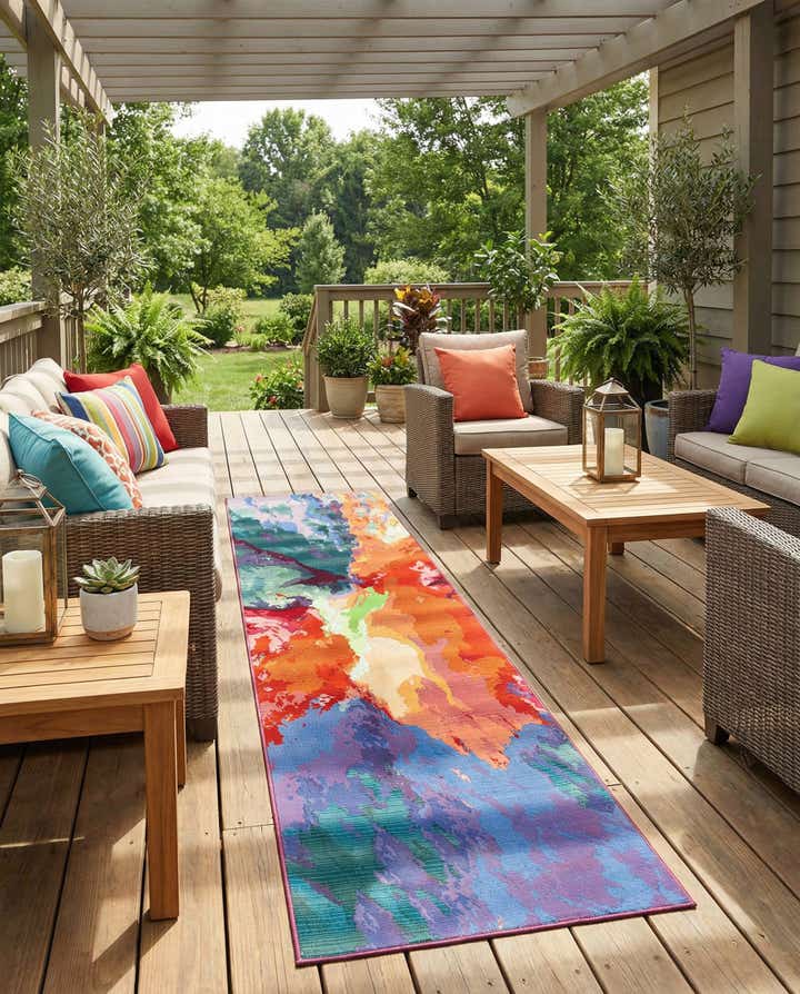 2' 7 x 11' Easy-Clean Modern Indoor / Outdoor Runner Rug