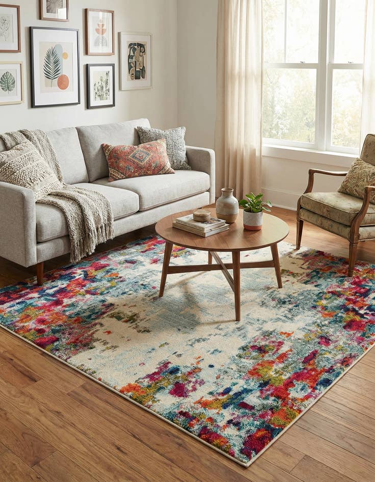 Detail image of  5' x 5'  Washable Theia Square Rug