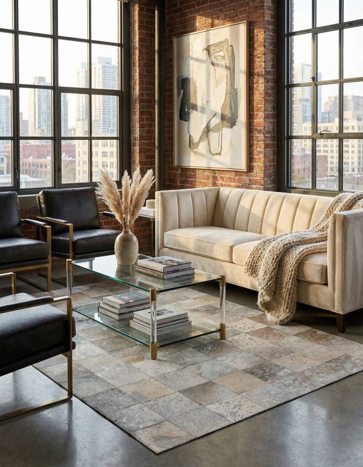 Detail image of  5' 1 x 7' 10 Cowhide Rug