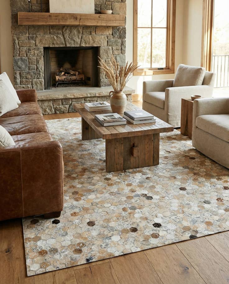 Detail image of 5' 4 x 7' 9 Cowhide Stocks Rug