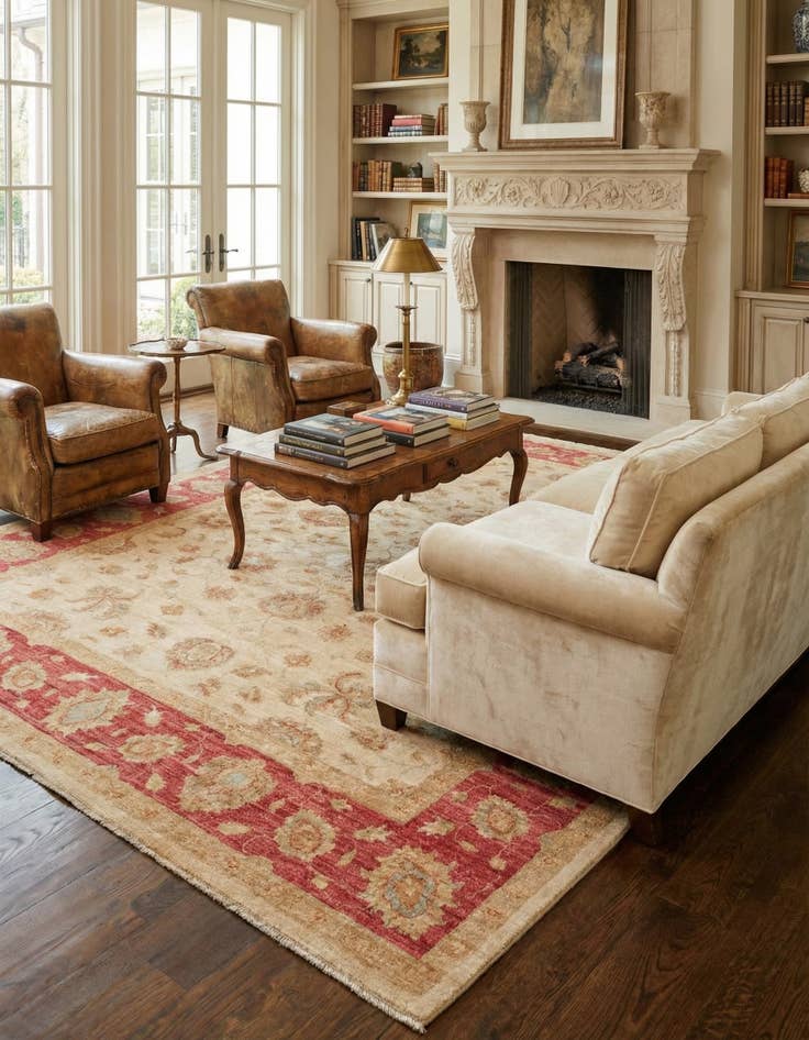 Detail image of  6' 8 x 9' 9  Hand Knotted Peshawar Ziegler Rug