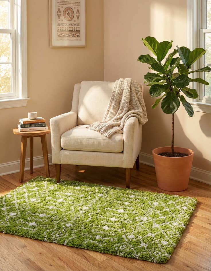 Detail image of  2' x 3' Moroccan Trellis Shag Rug