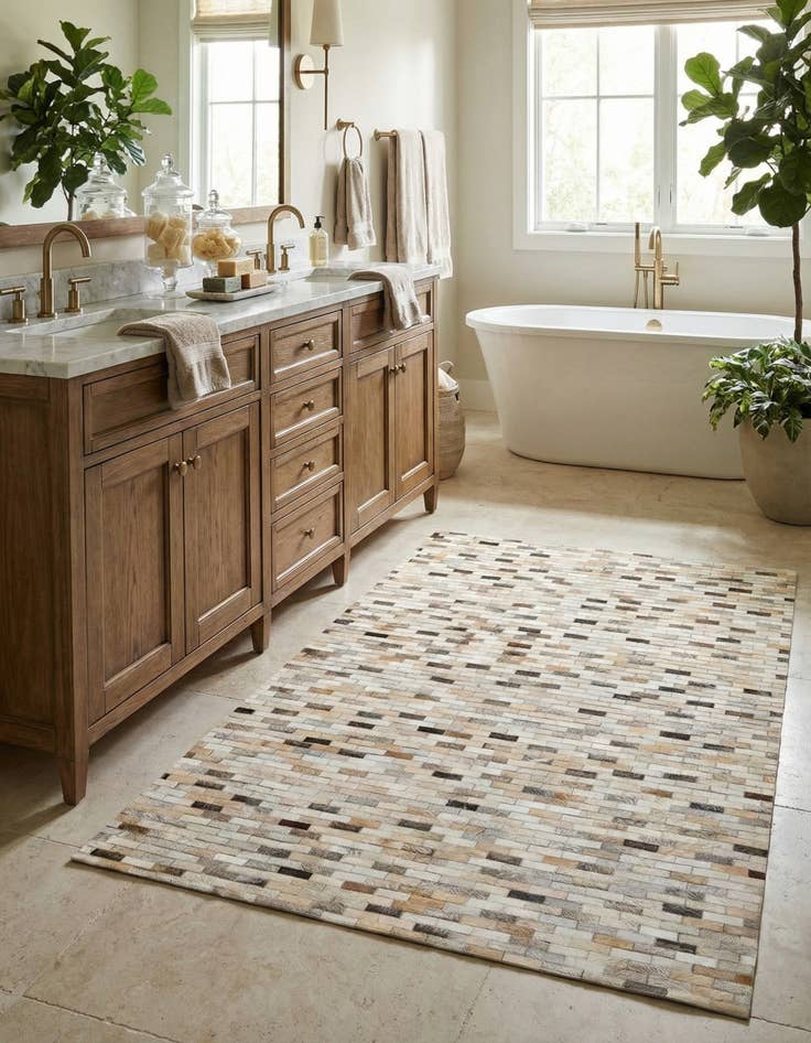 Detail image of 4' 8 x 6' 6 Cowhide Stocks Rug