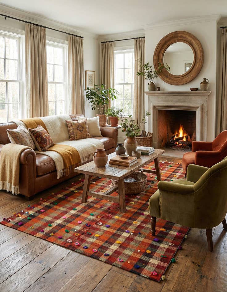 Detail image of 4' 10 x 7' 7 Jajim Wool Rug