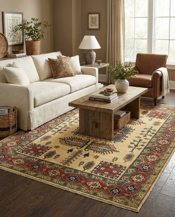 Detail image of 6' 3 x 9' Hand Knotted Kazak Rug