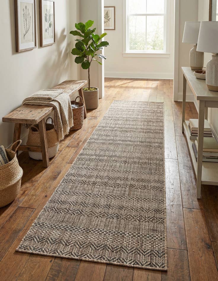 Detail image of 2' x 8' Easy-Clean Striped Indoor / Outdoor Runner Rug