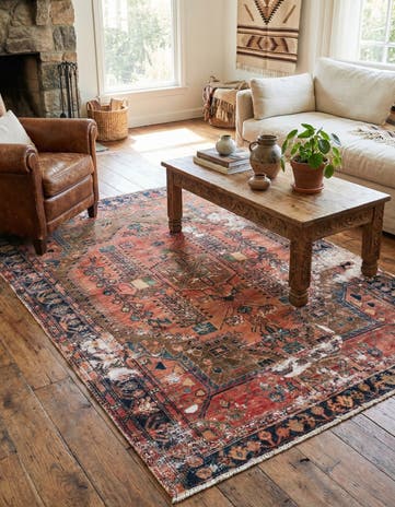 4' 6 x 6' 10 Hand Knotted Ultra Vintage Persian Wool Rug