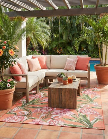 7' 10 x 10' Easy-Clean Botanical Indoor / Outdoor Rug