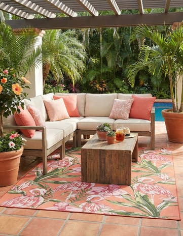 7' 10 x 10' Easy-Clean Botanical Indoor / Outdoor Rug