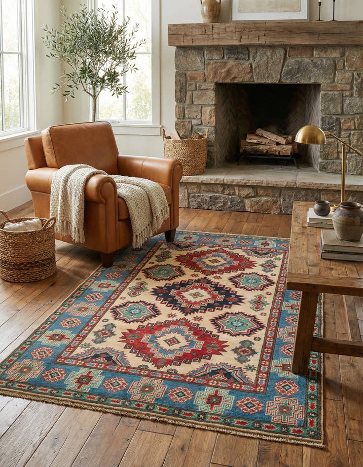 Detail image of 4' x 6' 4  Hand Knotted Kazak Rug