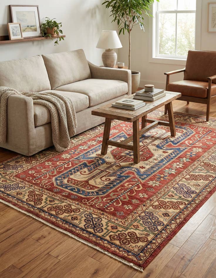 Detail image of 5' 9 x 8'  Hand Knotted Kazak Oriental Rug