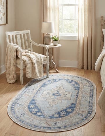 Sky blue Whitney Oval Rug