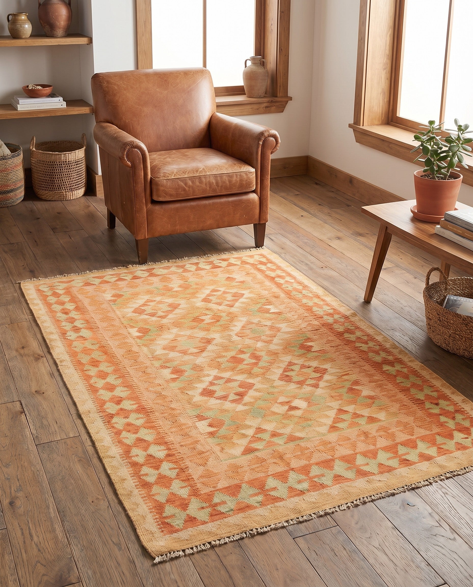 3' 3 x 5' Hand Woven Kilim Waziri Wool Rug
