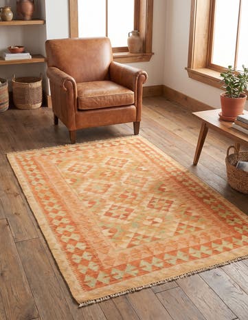 3' 3 x 5' Hand Woven Kilim Waziri Wool Rug