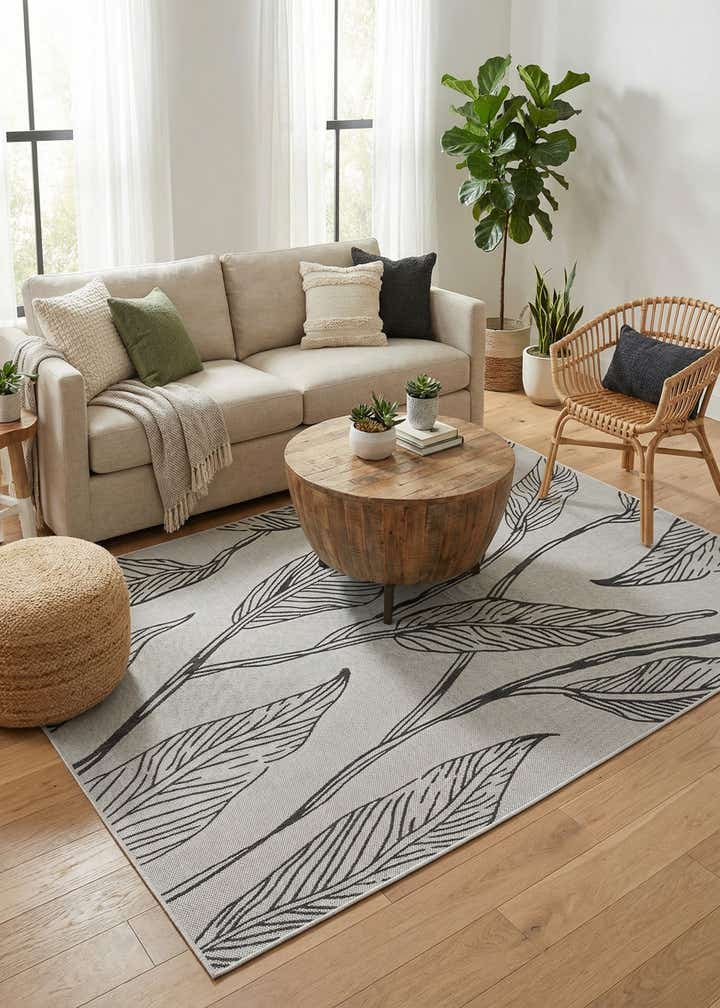 6' x 9' Easy-Clean Botanical Indoor / Outdoor Rug