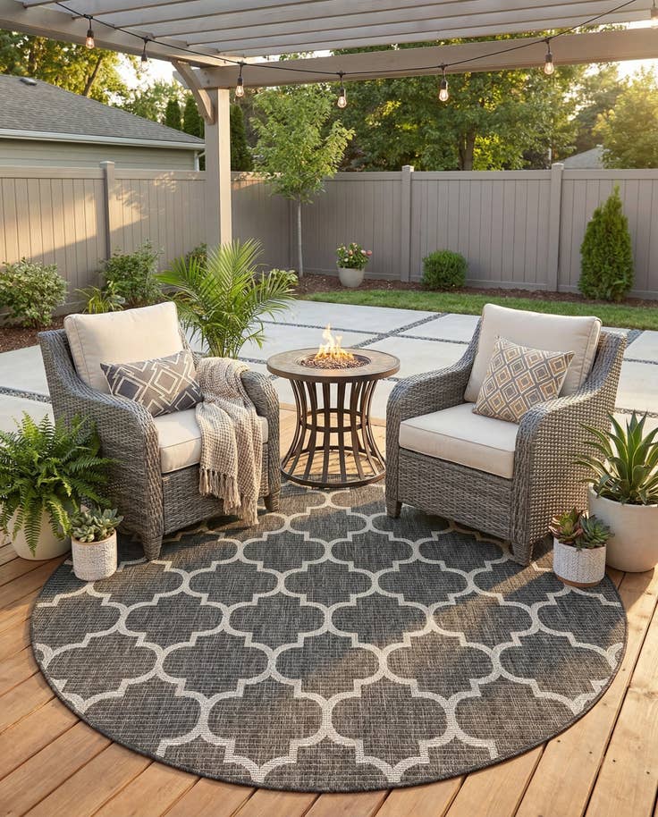 Detail image of 6' x 6' Easy-Clean Lattice Indoor / Outdoor Round Rug