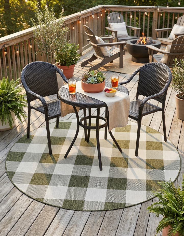 7' 10 x 7' 10 Easy-Clean Checkered Indoor / Outd...