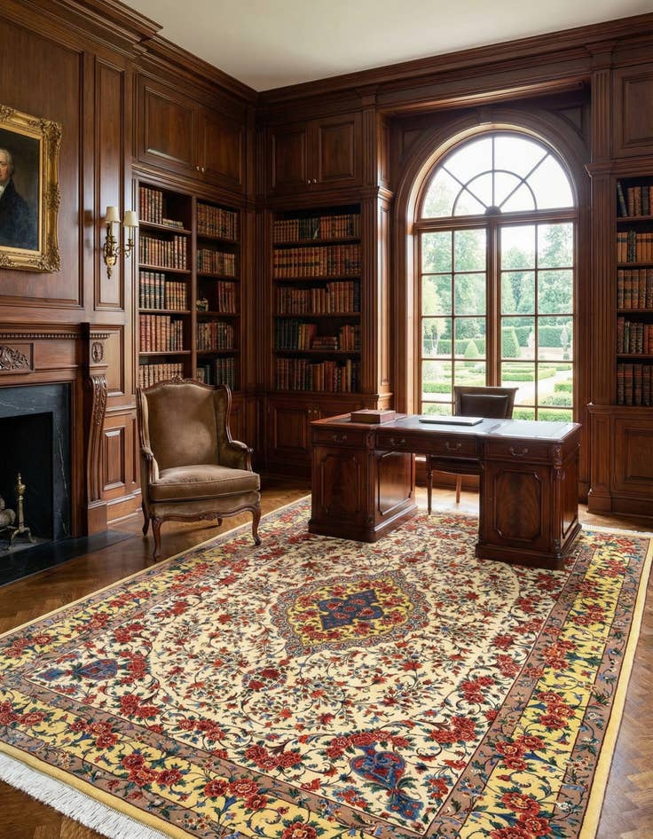 Detail image of 9' 10 x 13' 5 Ghom Wool Rug