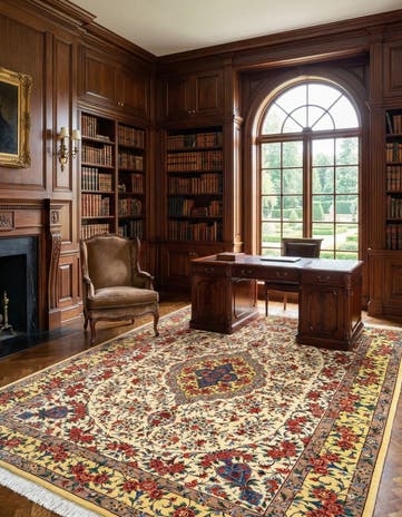 9' 10 x 13' 5 Ghom Wool Rug