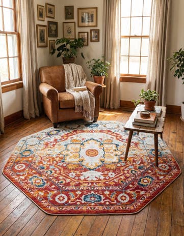 Rust Red Madeline Vintage Octagon Rug
