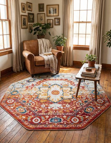Rust Red Madeline Vintage Octagon Rug