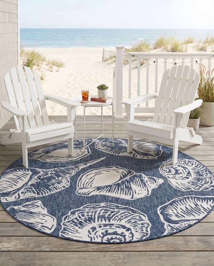 6' x 6' Easy-Clean Coastal Indoor / Outdoor Round Rug
