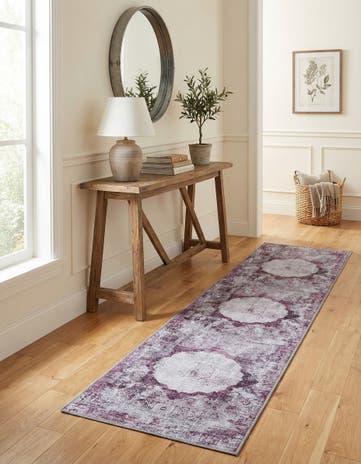 Pink Ivory Washable Yara Runner Rug