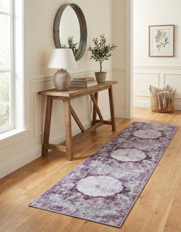 Pink Ivory Washable Yara Runner Rug