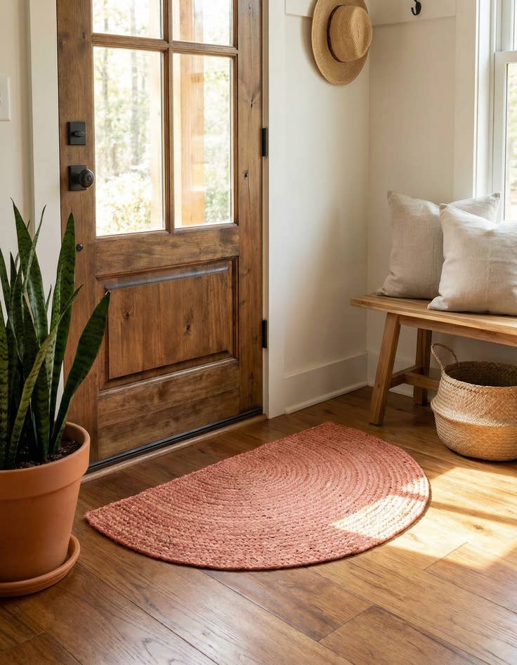 Detail image of  2' 2 x 3' 7  Hand Braided Jute Hearth Rug