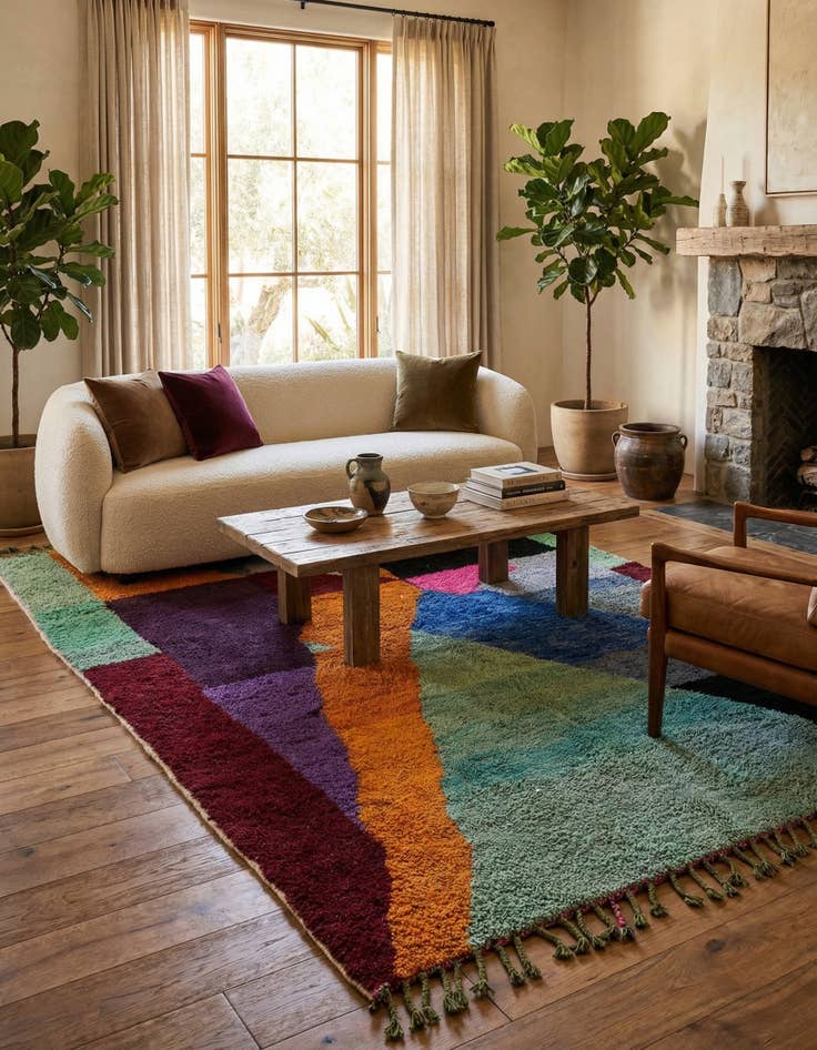 Detail image of 6' 6 x 9' 6  Hand Knotted Moroccan Wool Rug