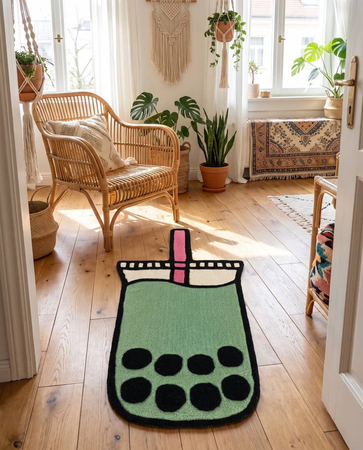 Detail image of 1' 7 x 3' 1 Happy Rugs Boba Tea Wool Freeform Mat