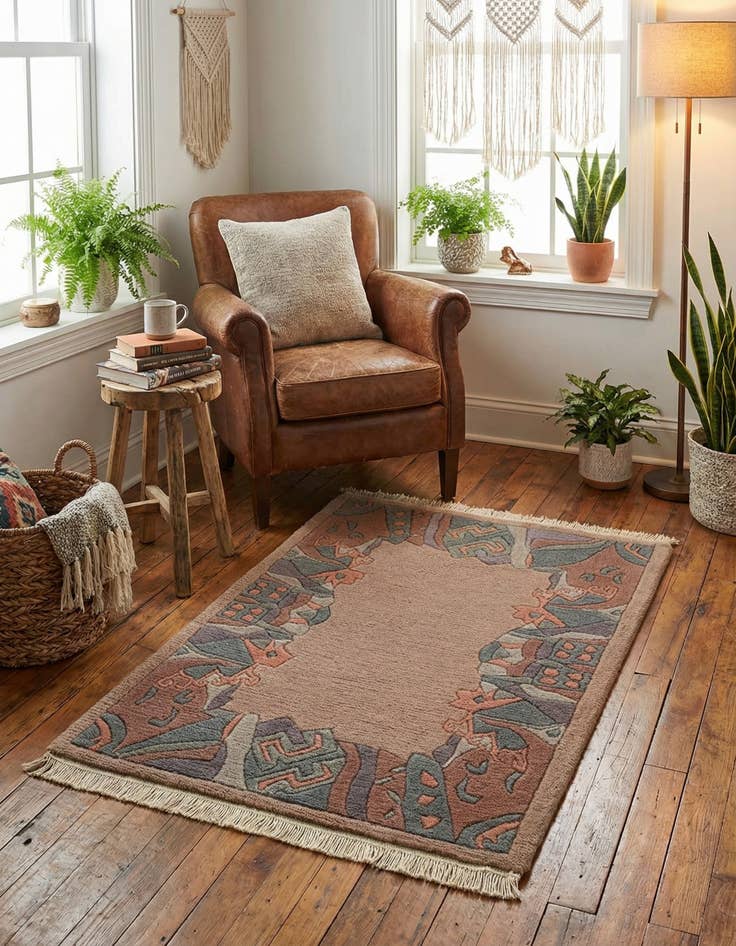 Detail image of  2' 1 x 3'  Hand Knotted Tibet Wool Rug