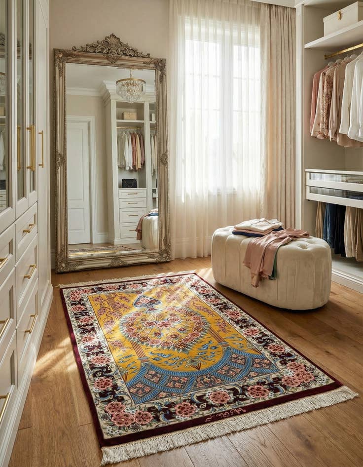 Detail image of 2' 7 x 3' 10 Ghom Silk Rug