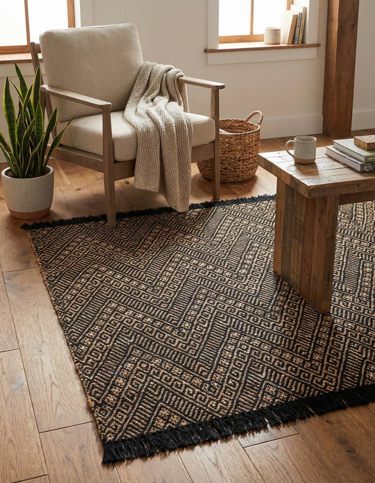 Detail image of 5' 1 x 5' 1  Hand Braided Jute Square Rug